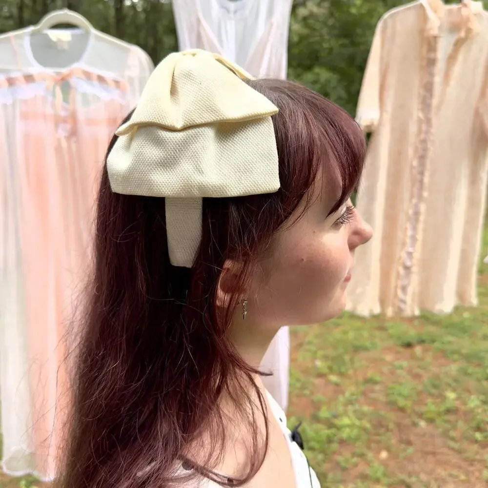 40s large cream double bow headband w/ a textured weave Women’s one size
